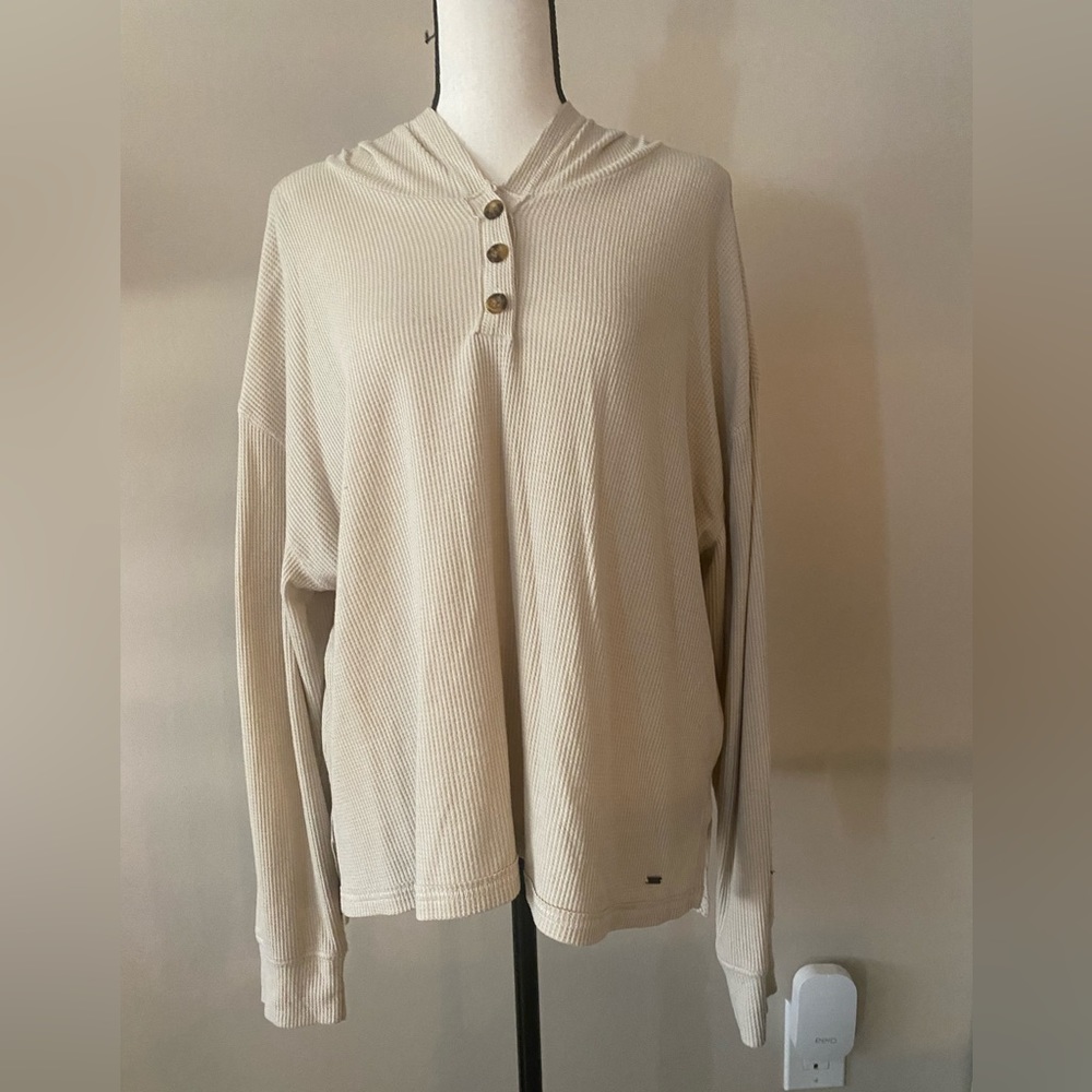 Hollister - Waffle Hooded Long Sleeve Loose Shirt